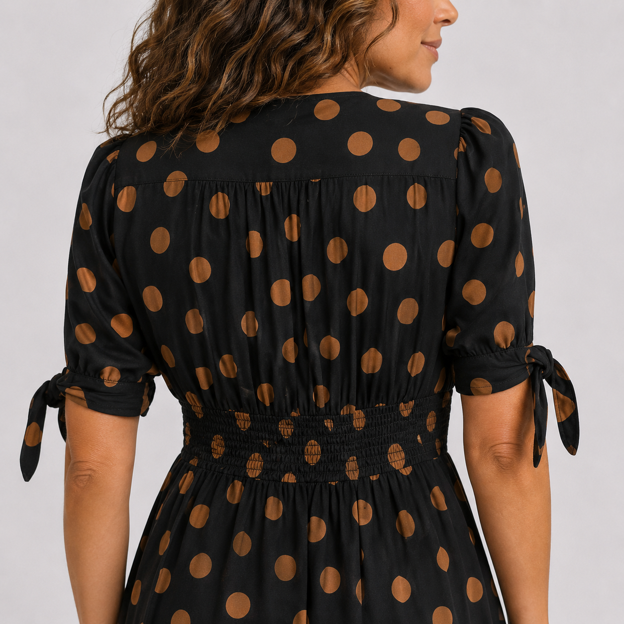 Women's Polka Dot V-Neck Flowy Dress