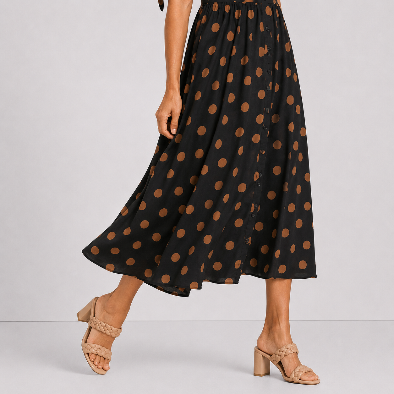 Women's Polka Dot V-Neck Flowy Dress