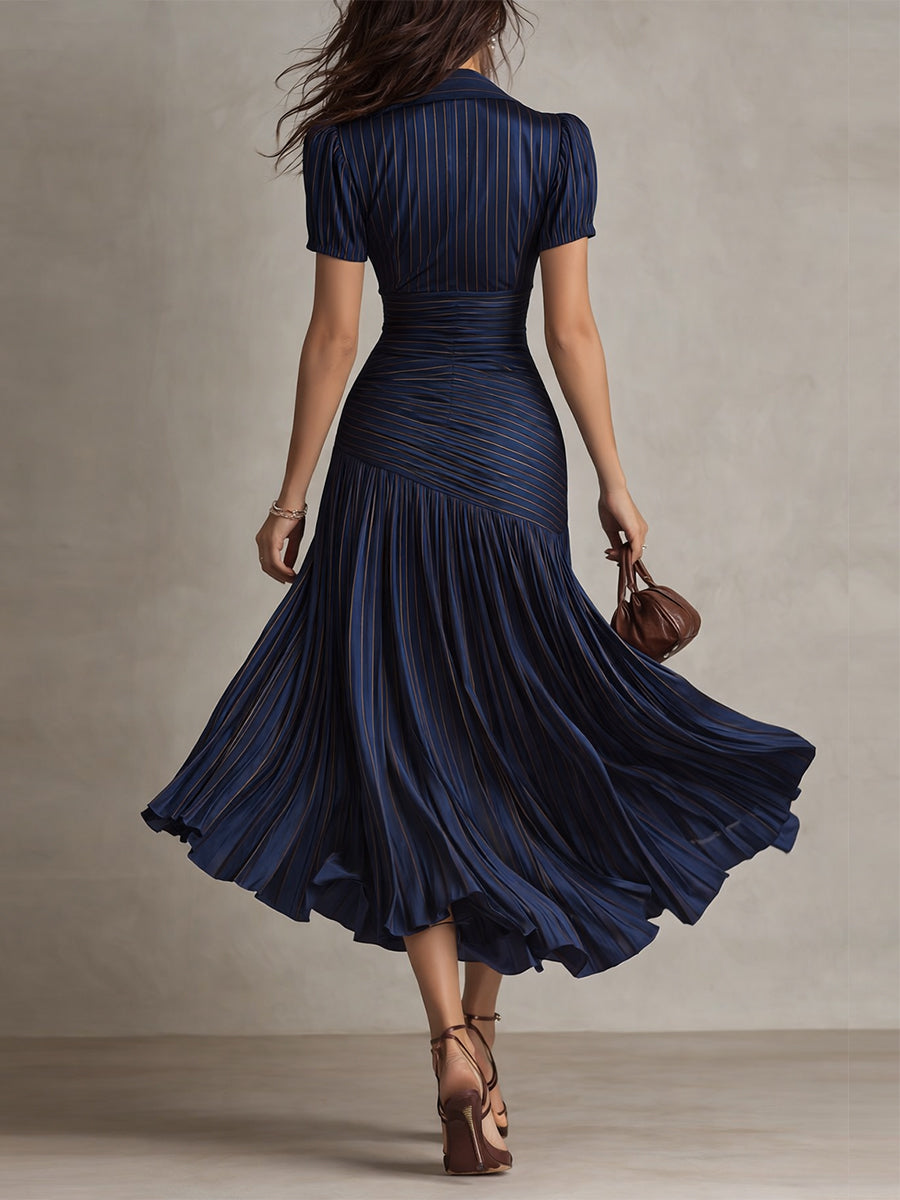 Women's Retro Striped Midi Dress