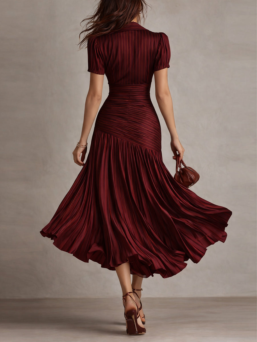 Women's Retro Striped Midi Dress