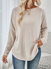 Women's Ribbed Knit Relaxed Fit Sweater