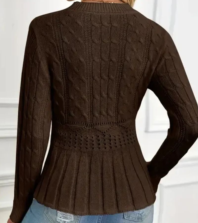 Women's Ribbed Peplum Sweater with Thick Knit for Cozy Elegance