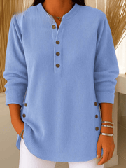 Women's Ribbed Tunic Top with Henley Neckline