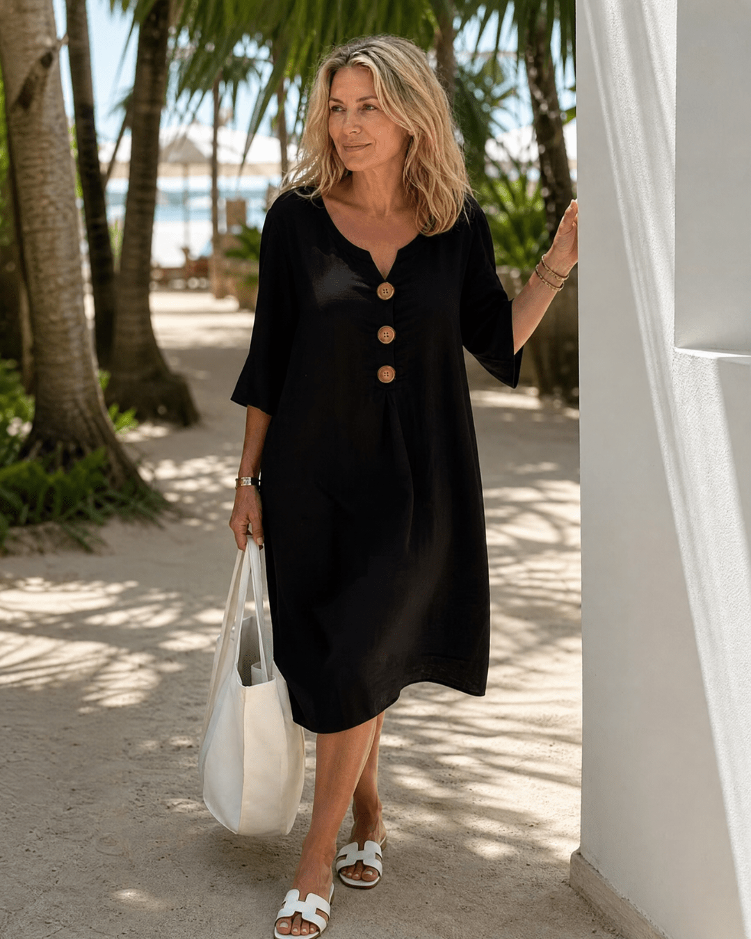 Women's Ruched Sleeve Midi Dress for Casual Elegance