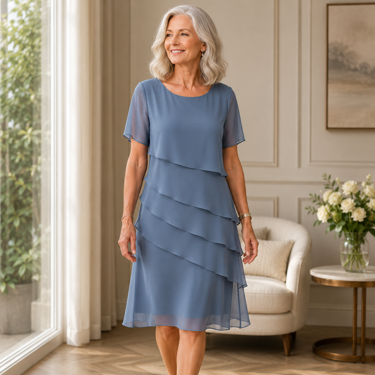 Women's Ruffled Maxi Dress with Flowing Silhouette