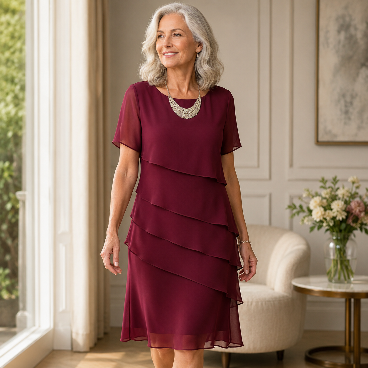 Women's Ruffled Maxi Dress with Flowing Silhouette