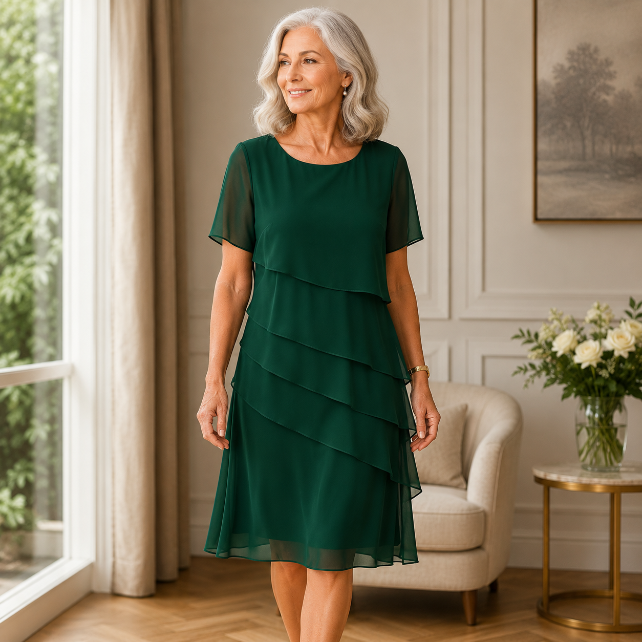 Women's Ruffled Maxi Dress with Flowing Silhouette