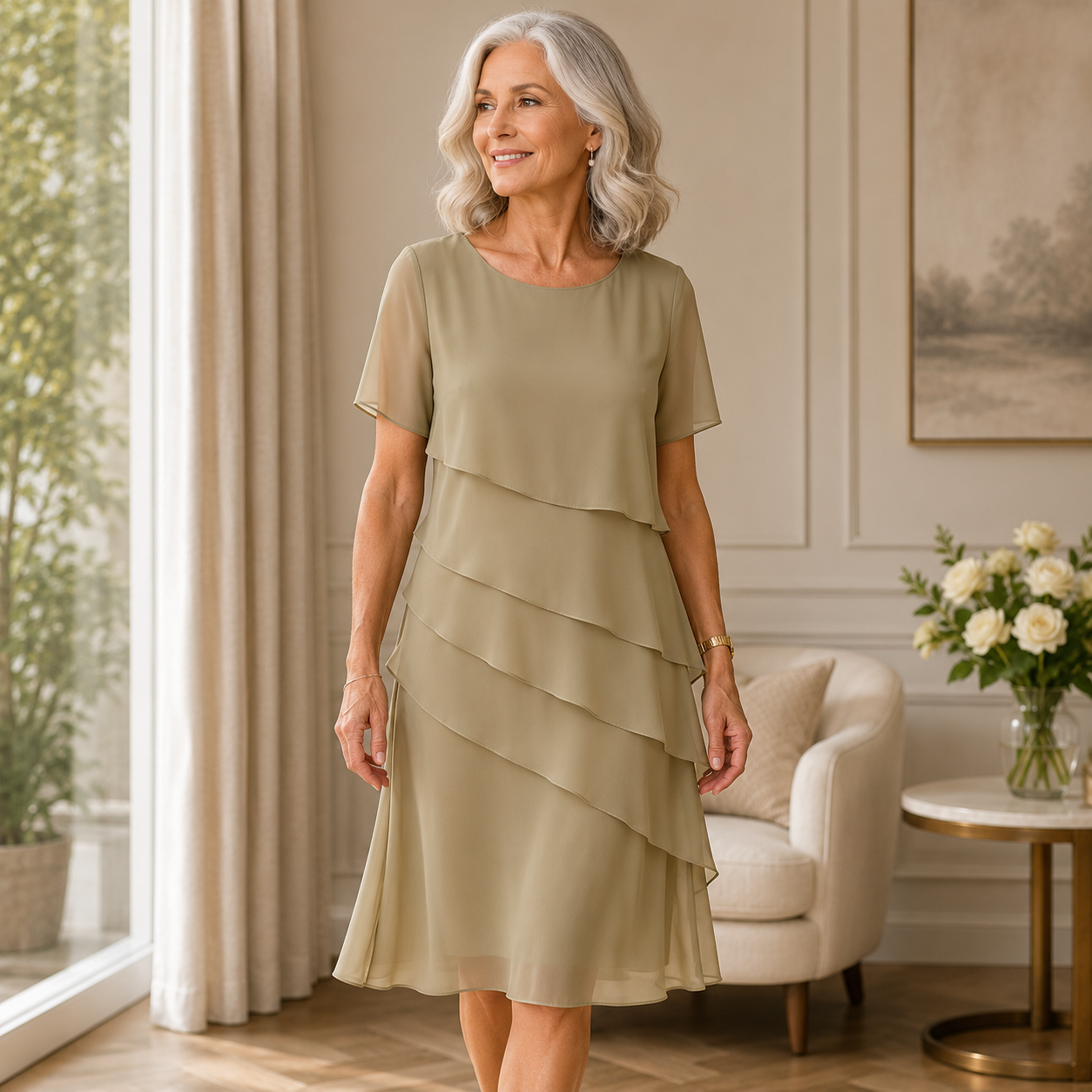 Women's Ruffled Maxi Dress with Flowing Silhouette