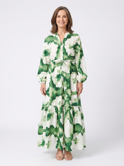 Women's Ruffled Maxi Dress with Long Sleeves