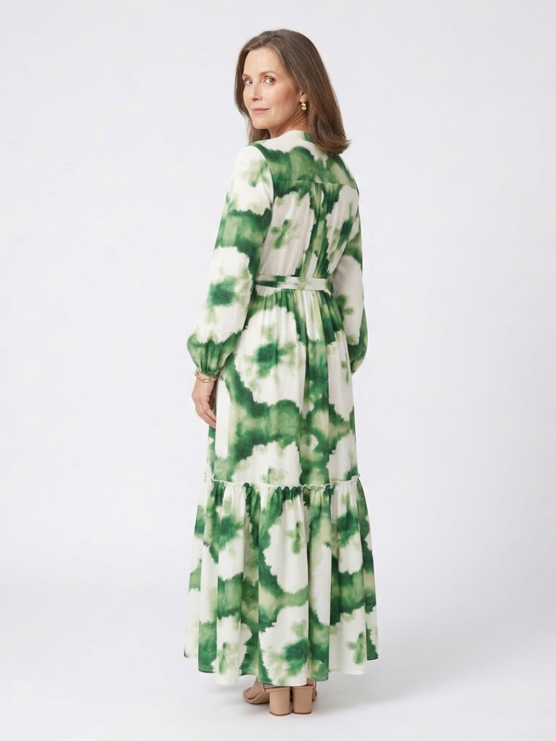 Women's Ruffled Maxi Dress with Long Sleeves