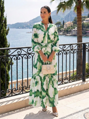 Women's Ruffled Maxi Dress with Long Sleeves