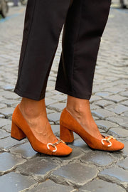 Women's Square Toe Block Heel Pumps in Bold Colors