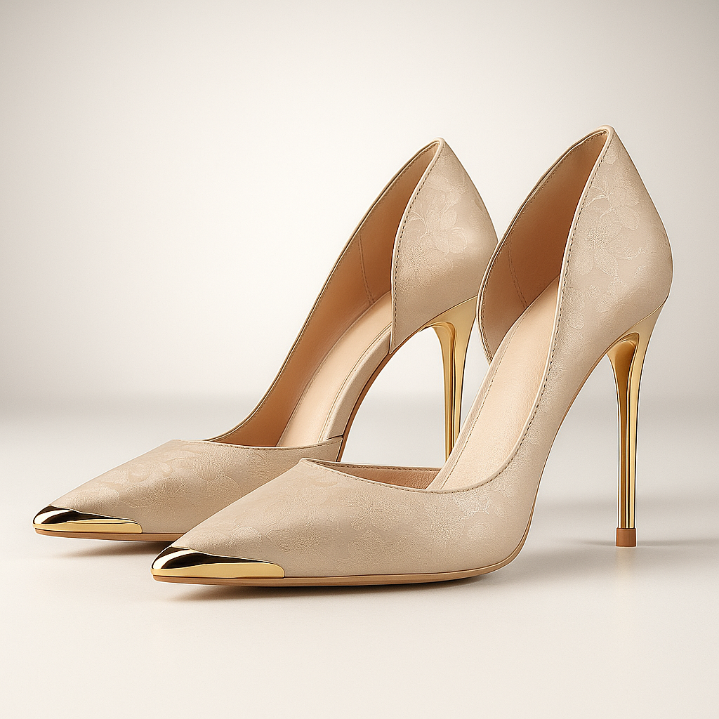 Women's Satin Jacquard Stiletto Heels with Cushioned Footbed