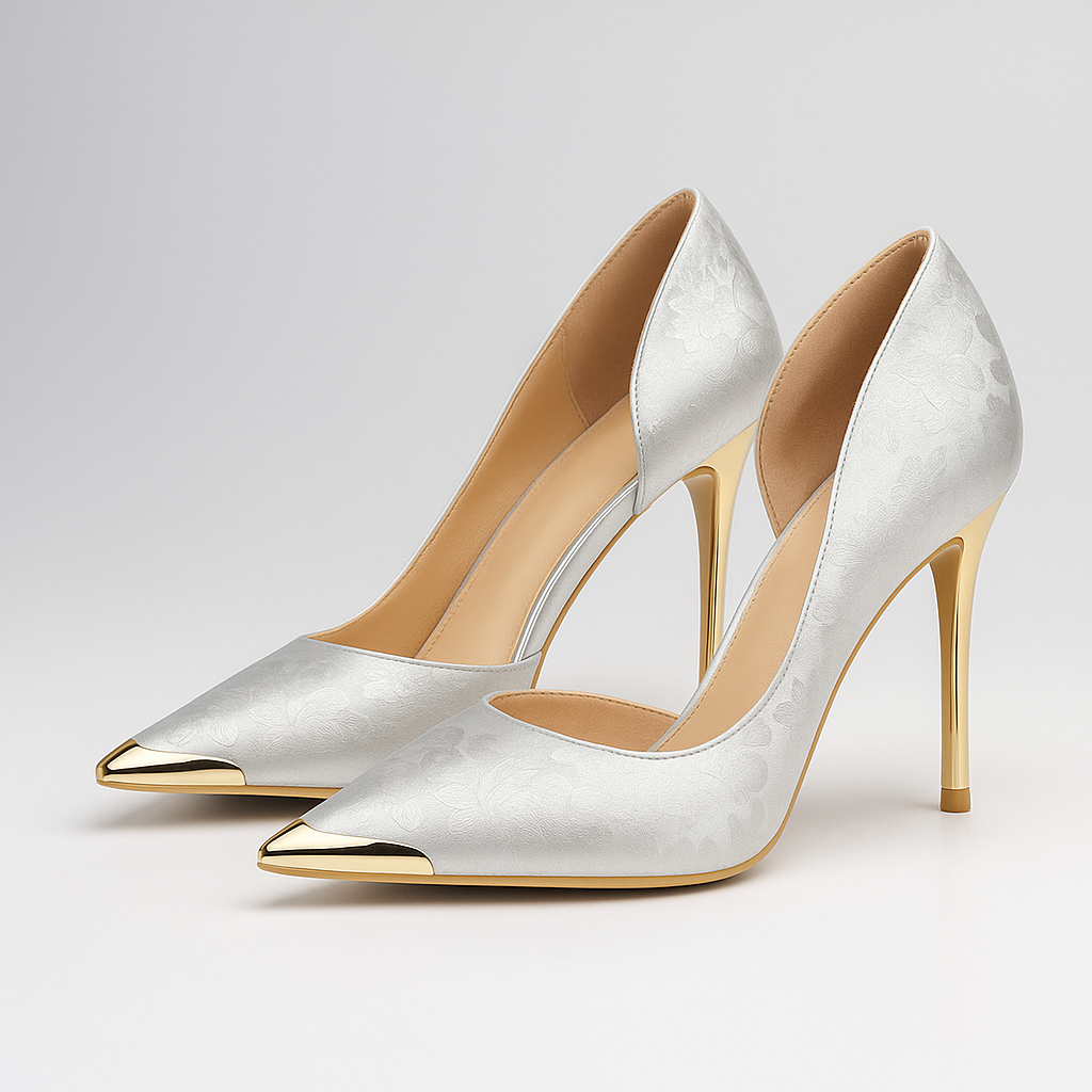 Women's Satin Jacquard Stiletto Heels with Cushioned Footbed