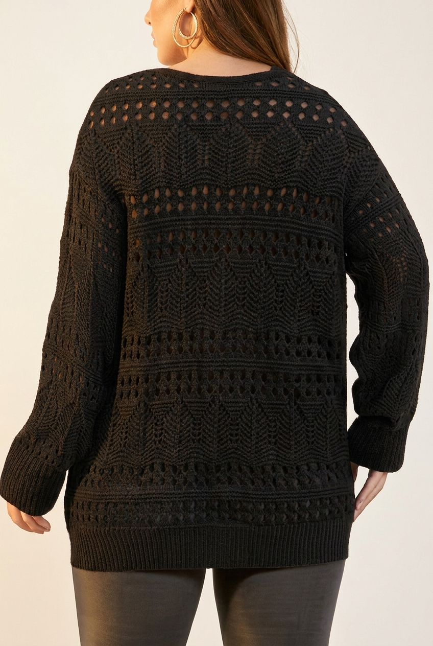 Women's Semi Sheer Knit V Neck Top with Comfortable Fit