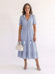 Women's Short Sleeve Midi Dress with Flattering Fit