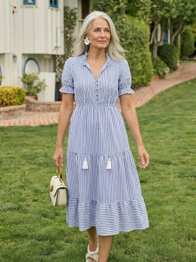 Women's Short Sleeve Midi Dress with Flattering Fit