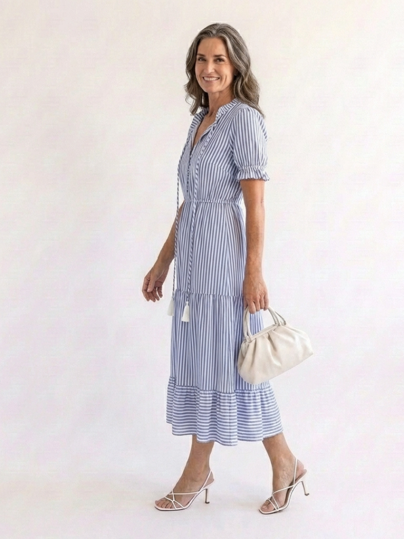 Women's Short Sleeve Midi Dress with Flattering Fit