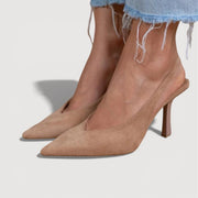 Women's Slingback Heels with Pointed Toe and Slim Heel