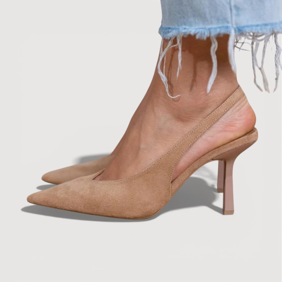 Women's Slingback Heels with Pointed Toe and Slim Heel