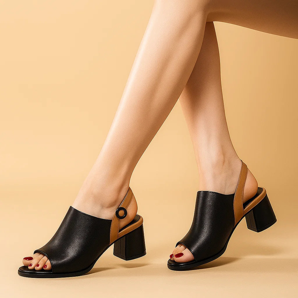 Women's Slingback Mules with Block Heel and Open Toe