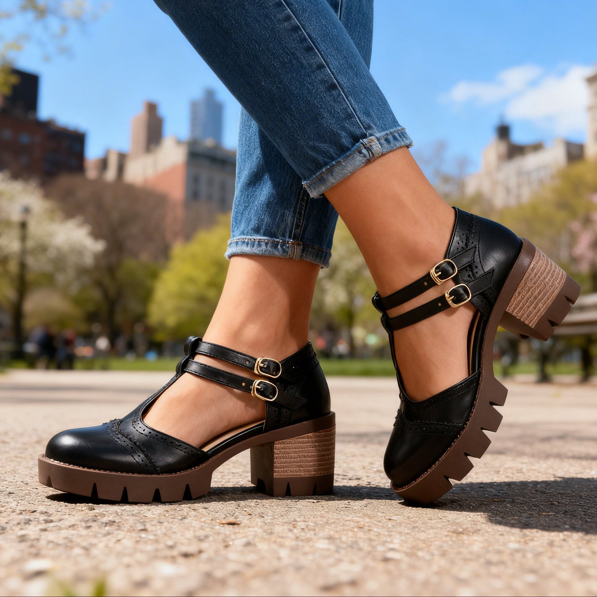 Women's Smooth Brogue Loafers with Cushioned Footbed