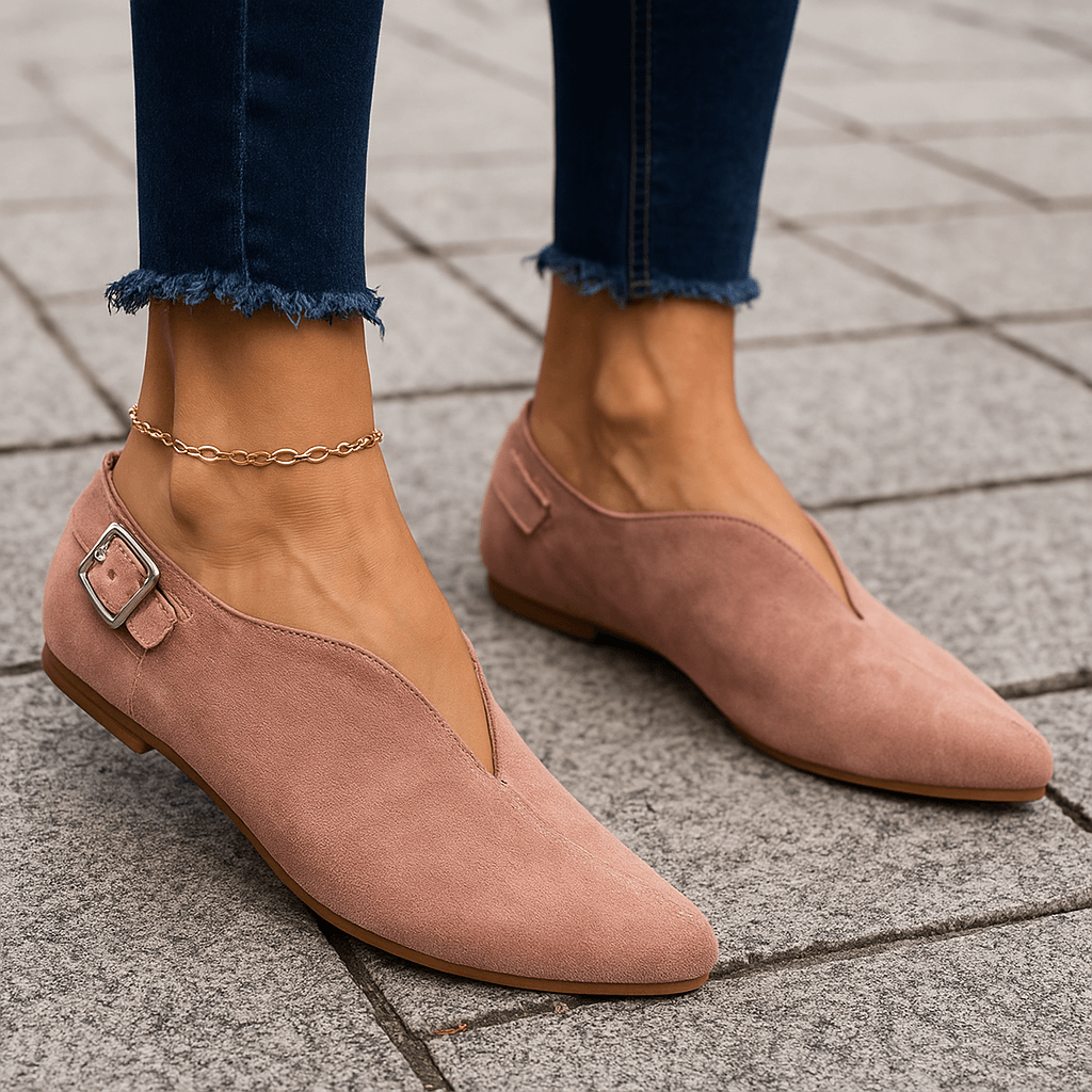 Women's Soft Faux Suede Slip-On Loafers with Adjustable Buckle