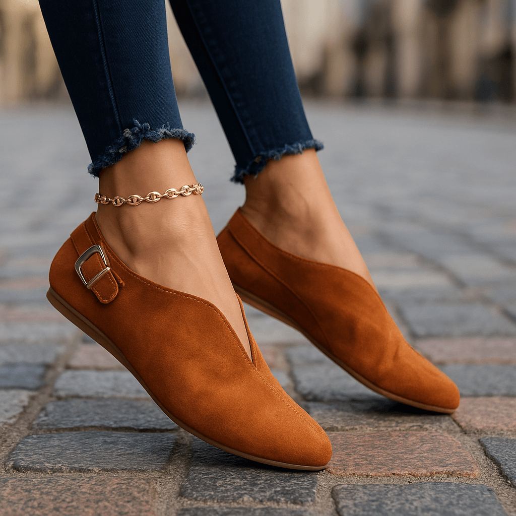 Women's Soft Faux Suede Slip-On Loafers with Adjustable Buckle