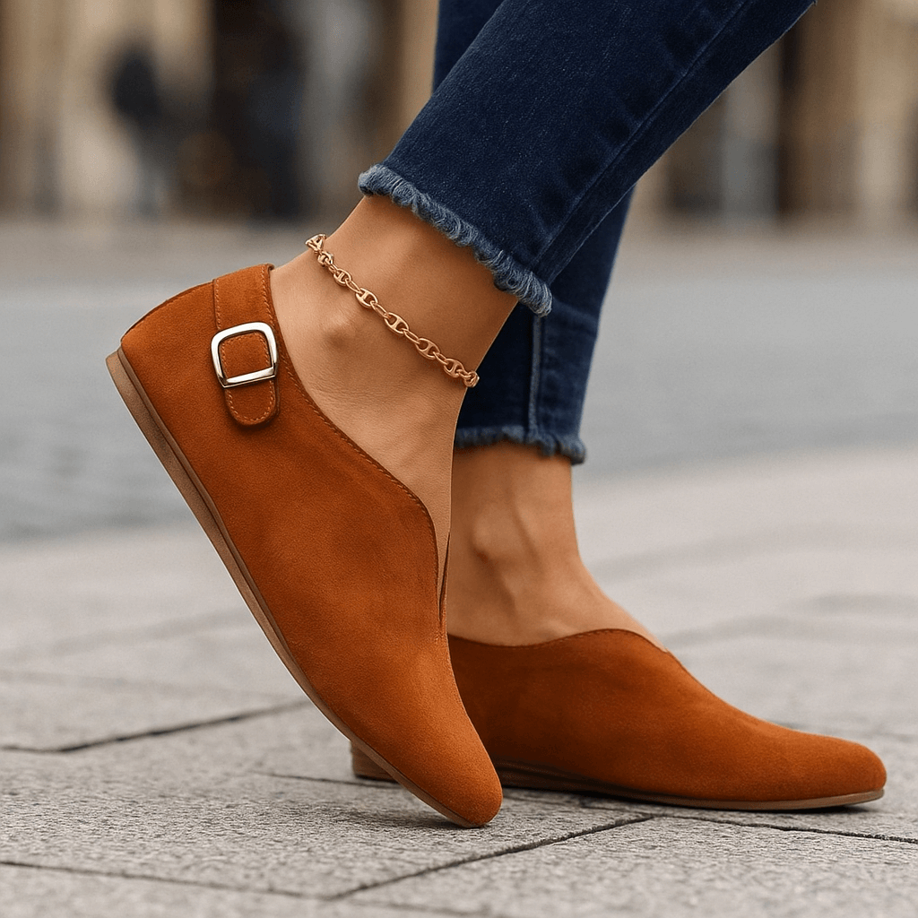 Women's Soft Faux Suede Slip-On Loafers with Adjustable Buckle