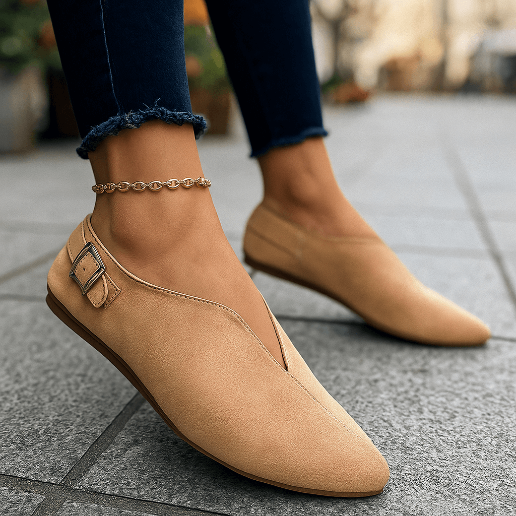 Women's Soft Faux Suede Slip-On Loafers with Adjustable Buckle
