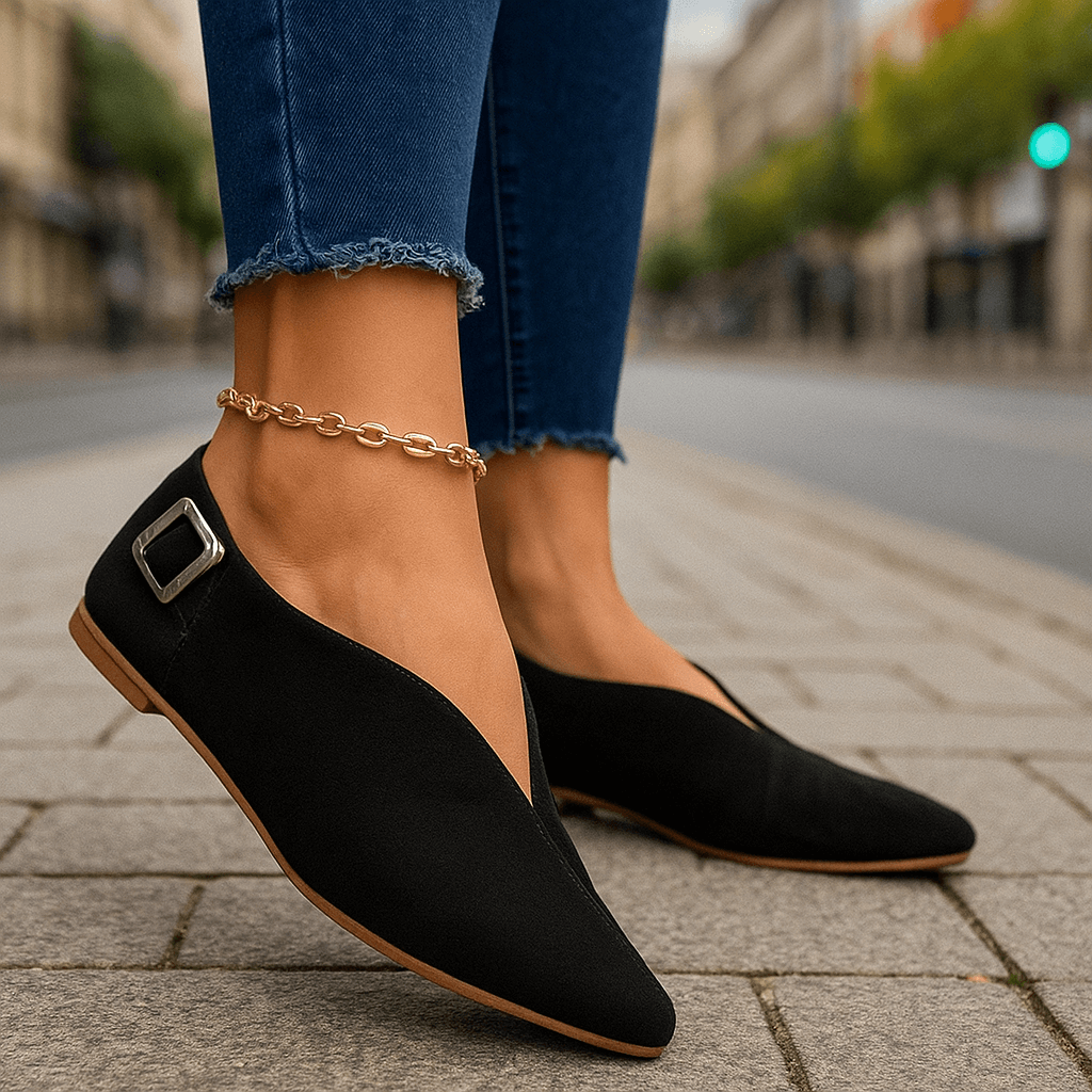 Women's Soft Faux Suede Slip-On Loafers with Adjustable Buckle