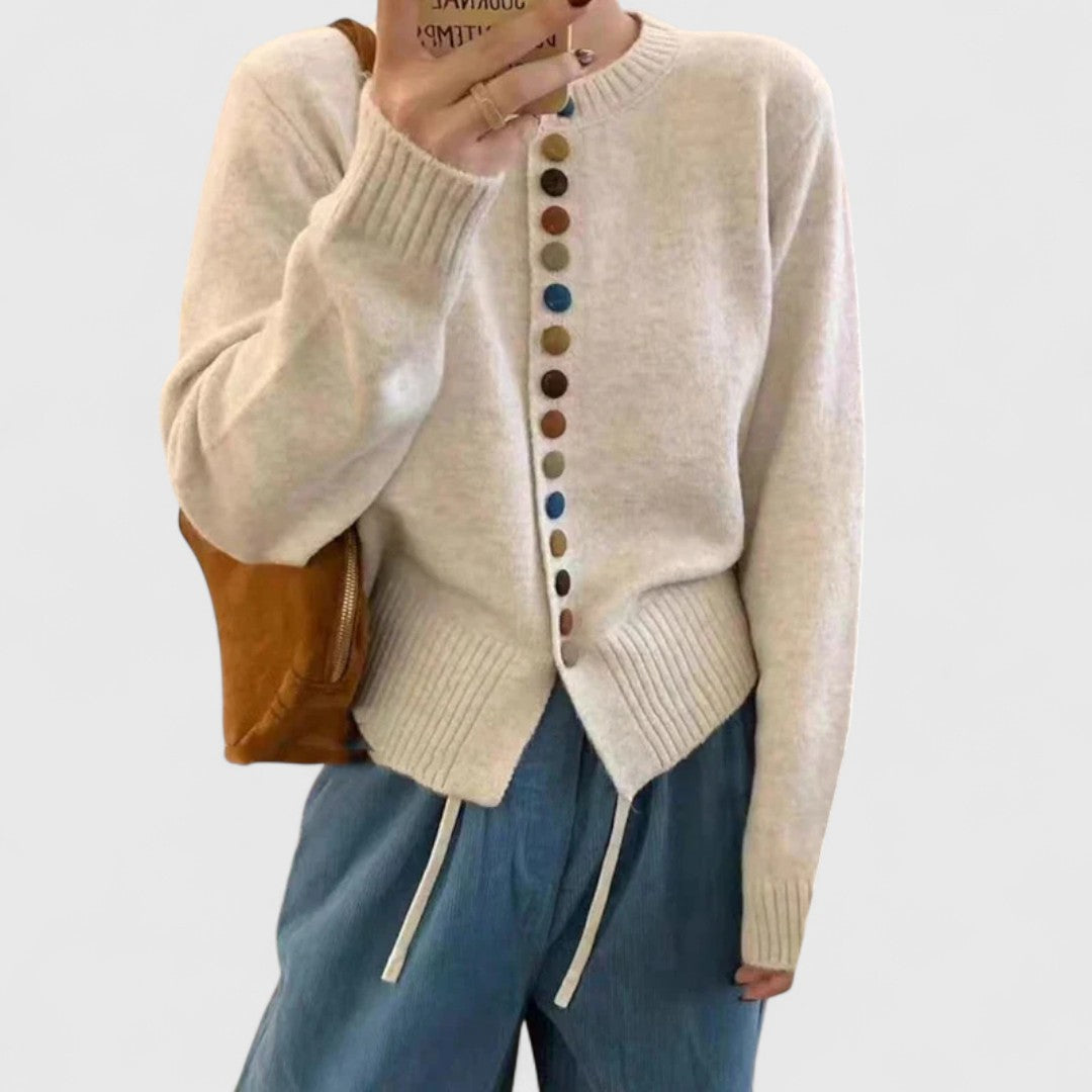 Women's Soft Knit Cardigan Sweater with Elegant Button Details for Cozy Comfort