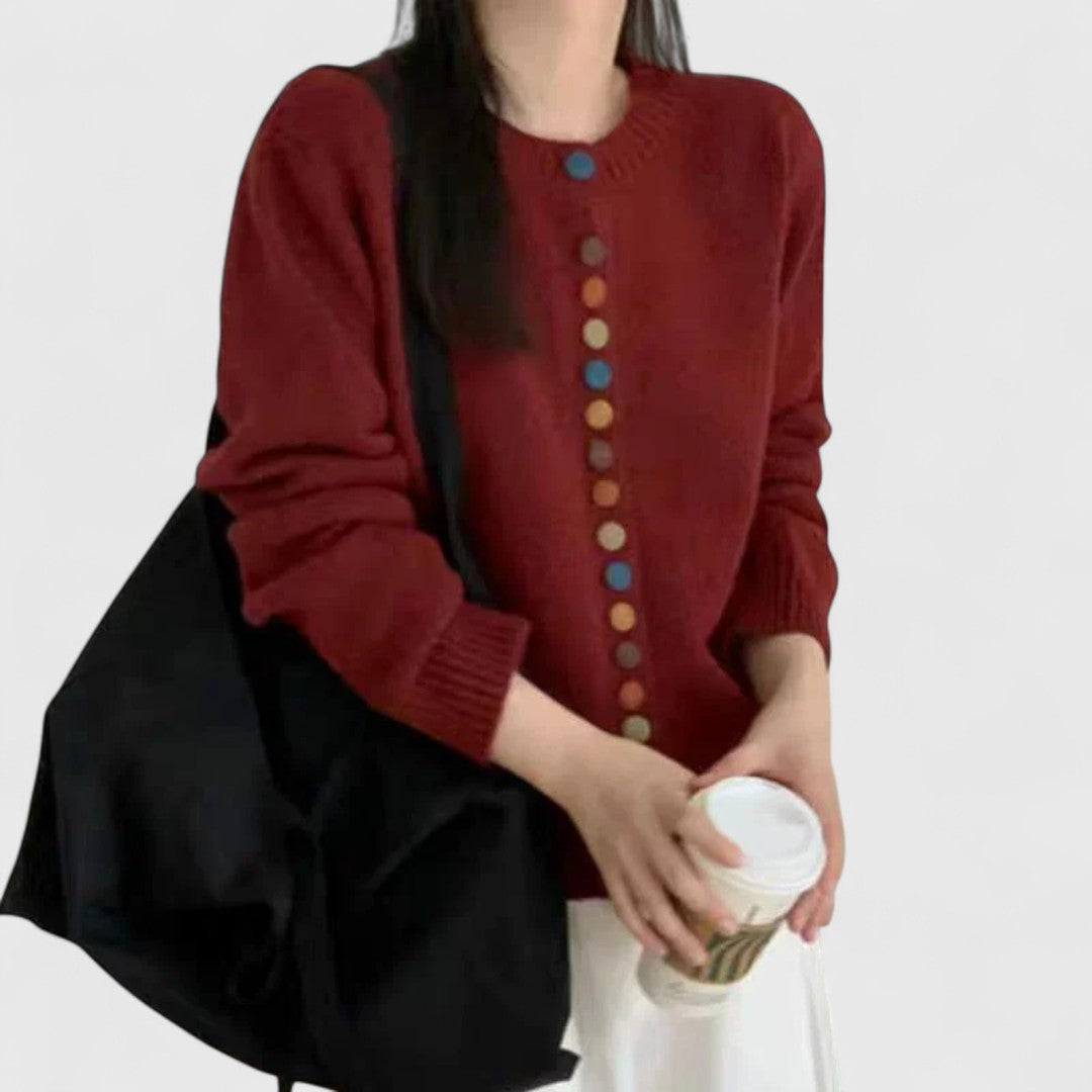 Women's Soft Knit Cardigan Sweater with Elegant Button Details for Cozy Comfort