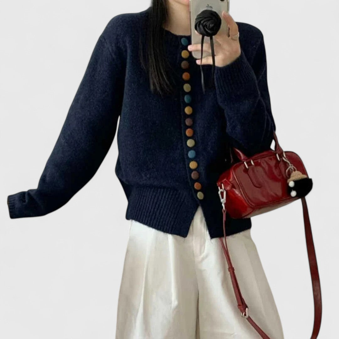 Women's Soft Knit Cardigan Sweater with Elegant Button Details for Cozy Comfort