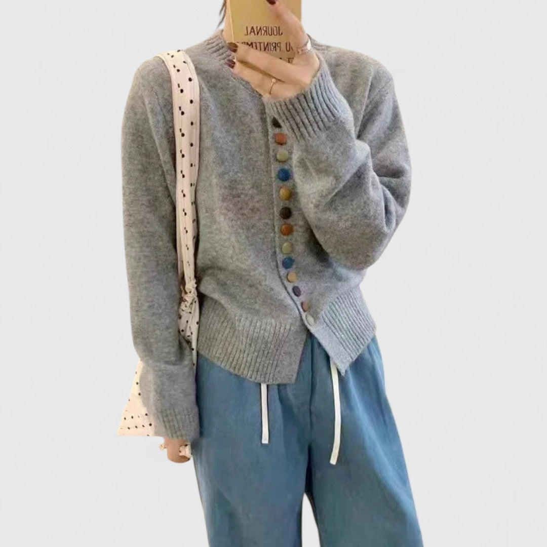 Women's Soft Knit Cardigan Sweater with Elegant Button Details for Cozy Comfort