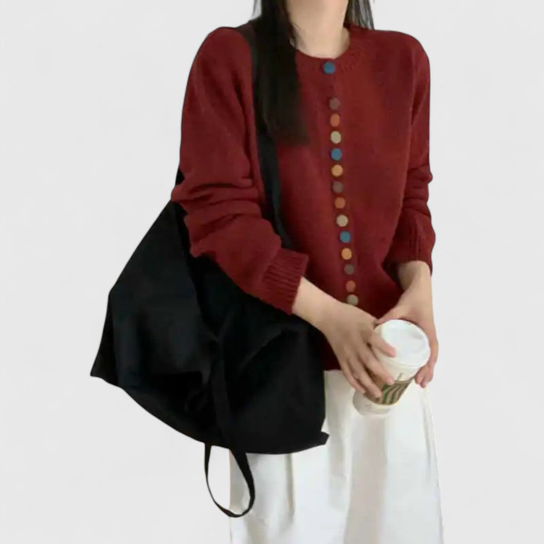 Women's Soft Knit Cardigan Sweater with Elegant Button Details for Cozy Comfort