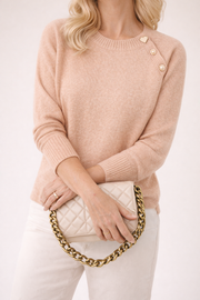 Women's Soft Knit Long Sleeve Sweater with Refined Shoulder Detail