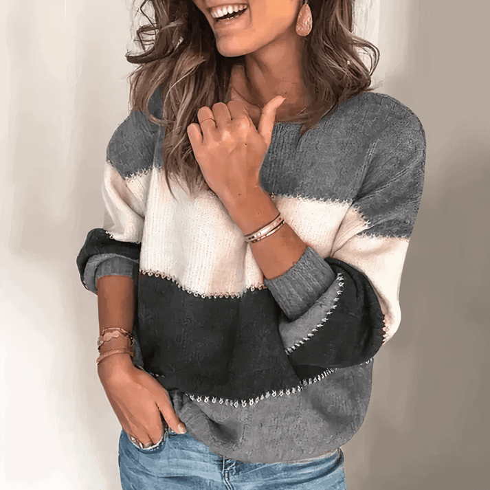 Women's Striped Long Sleeve Sweater