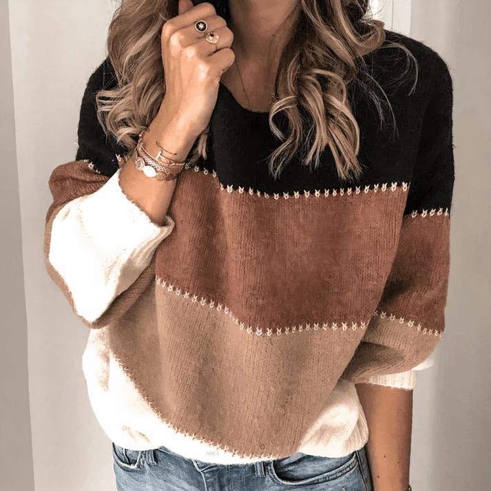 Women's Striped Long Sleeve Sweater