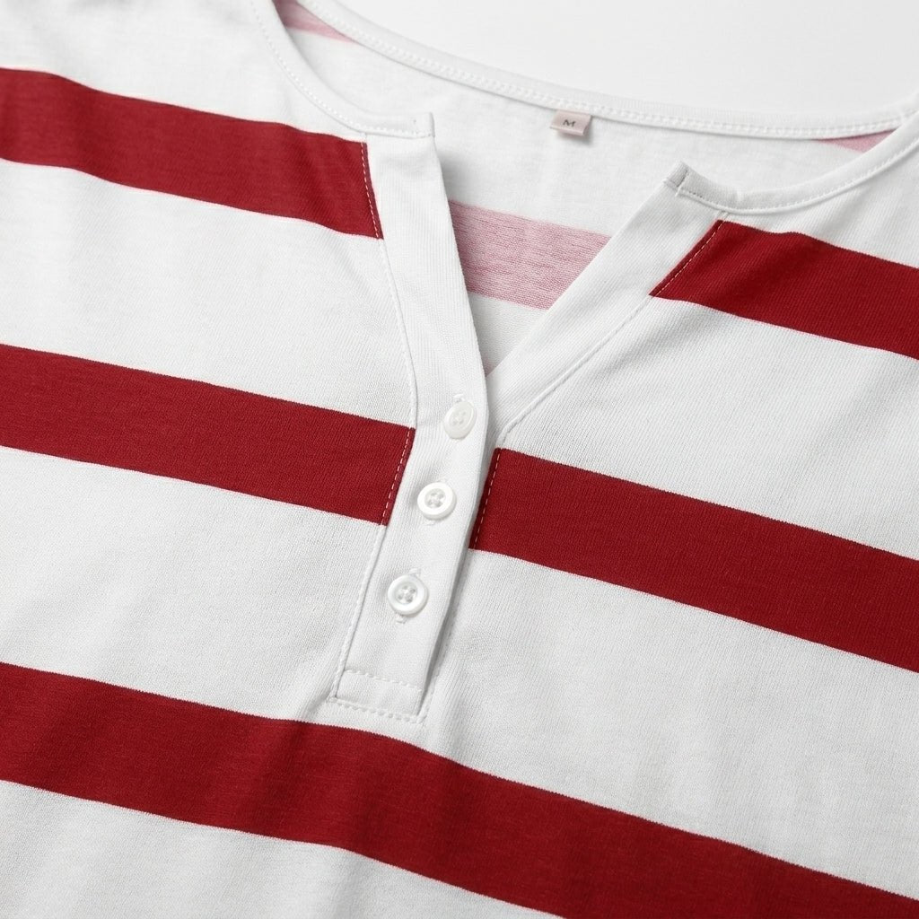 Women's Striped V-Neck Top with Breathable Fabric for Everyday Comfort