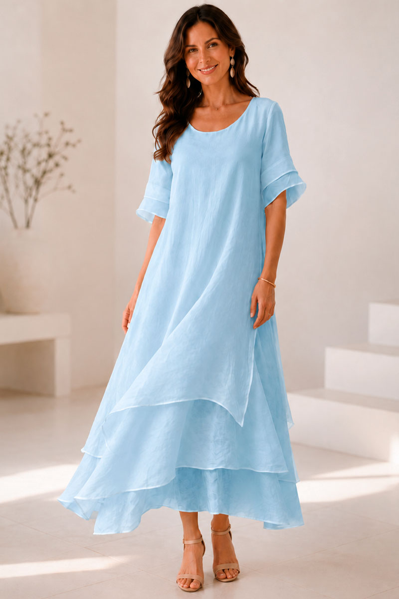 Women's Ruffle Sundress with Short Sleeves