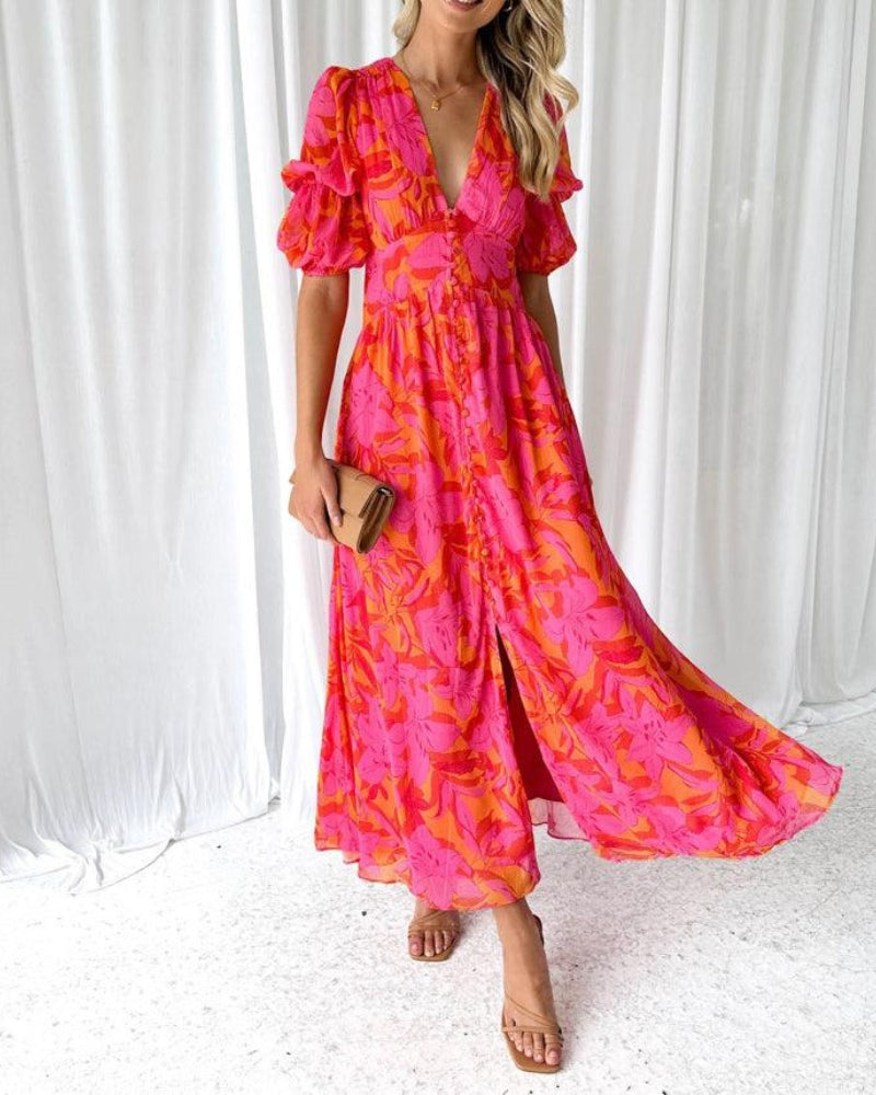 Women's Sunny Gradient Maxi Dress with Flattering Waist