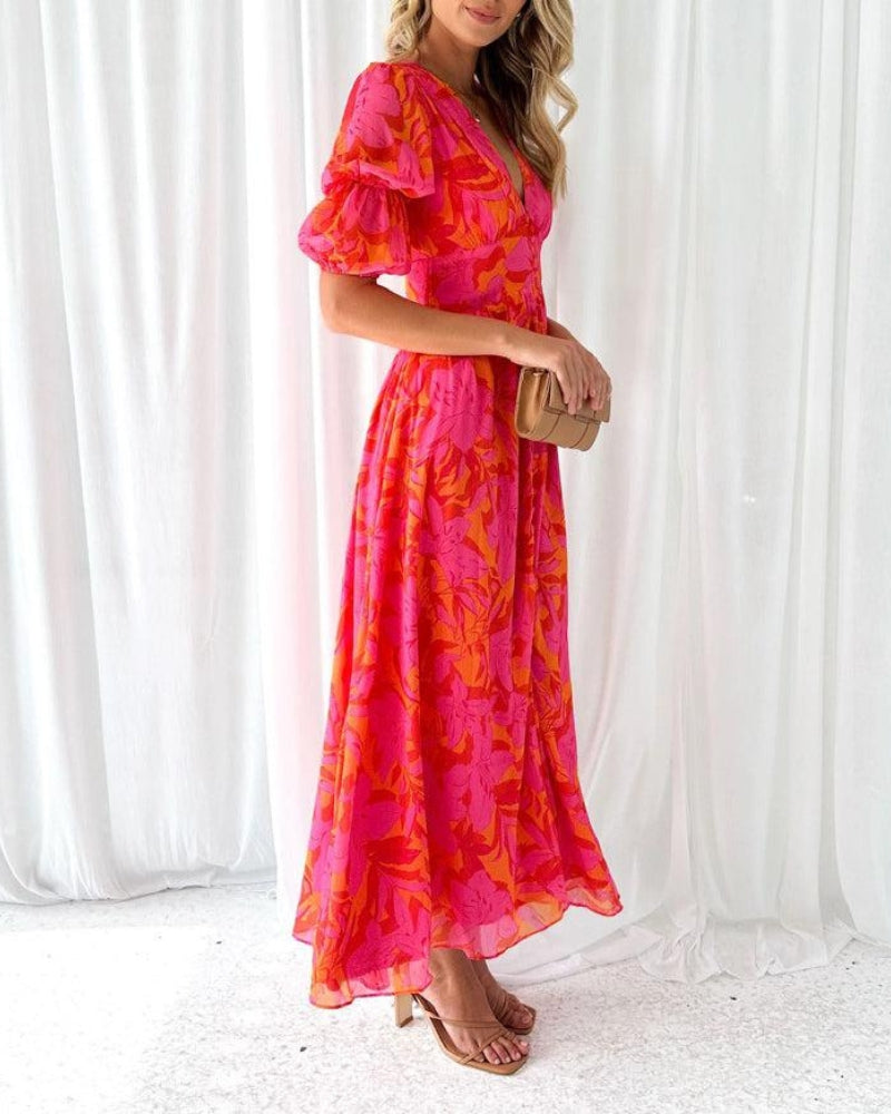 Women's Sunny Gradient Maxi Dress with Flattering Waist