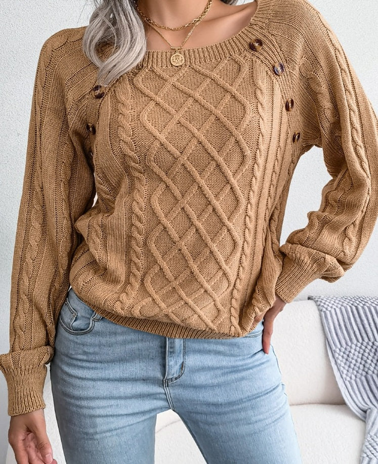 Women's Textured Knit Crew Neck Sweater