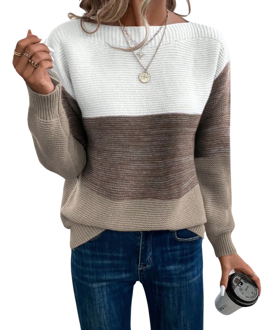 Women's Textured Knit Sweater with Stand-Up Collar