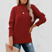 Women's Thick Knit High Collar Sweater with Relaxed Fit