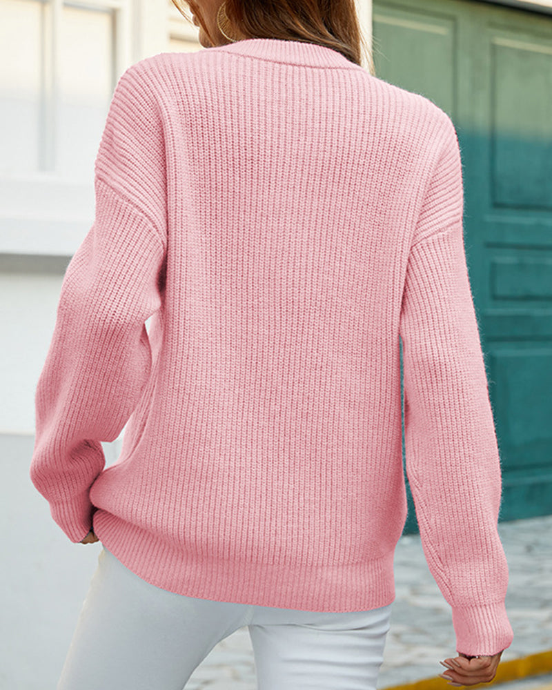 Women's Thick Round Neck Sweater with Relaxed Fit for Cozy Comfort
