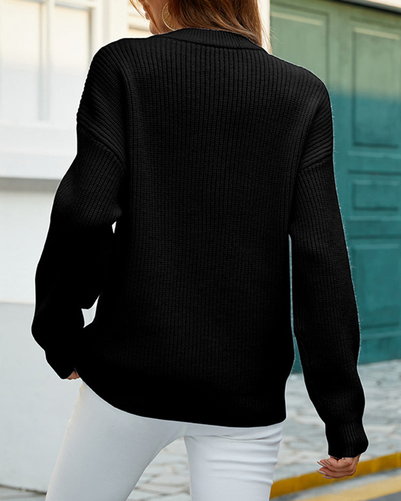 Women's Thick Round Neck Sweater with Relaxed Fit for Cozy Comfort