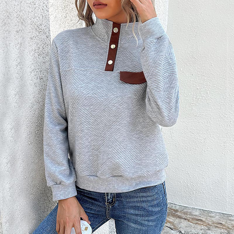 Women's Turtleneck Sweater with Button Details