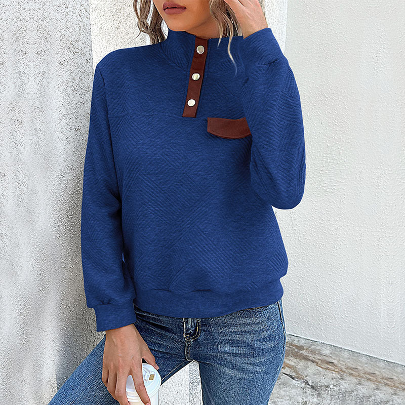 Women's Turtleneck Sweater with Button Details
